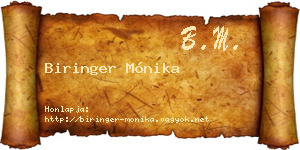 Biringer Mónika névjegykártya